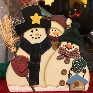 Vintage wooden Christmas coaster and holder set of 6